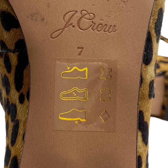 J. Crew Flats Sally Women's Calf Hair Leather Leopard Button Casual Size 7 - Picture 10 of 11